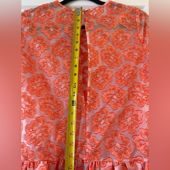 ASOS Coral Orange lace Short Sleeve boho hippie retro dress sz 4 open back sheer - Picture 6 of 6